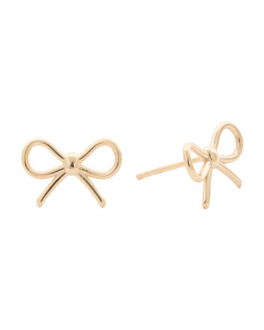 Made In Italy 14k Gold Bow Stud Earrings | TJ Maxx