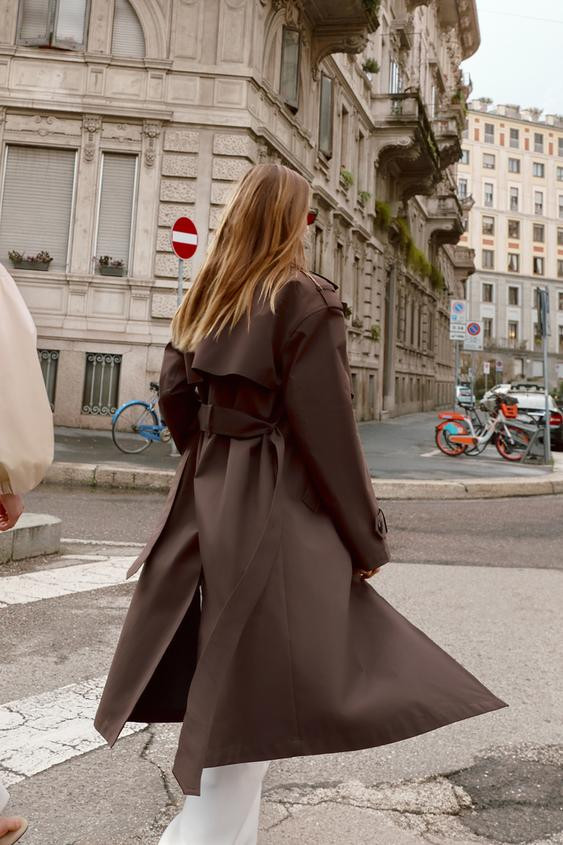 LONG WATER-REPELLENT WINDPROOF TRENCH COAT WITH BELT | Zara UK