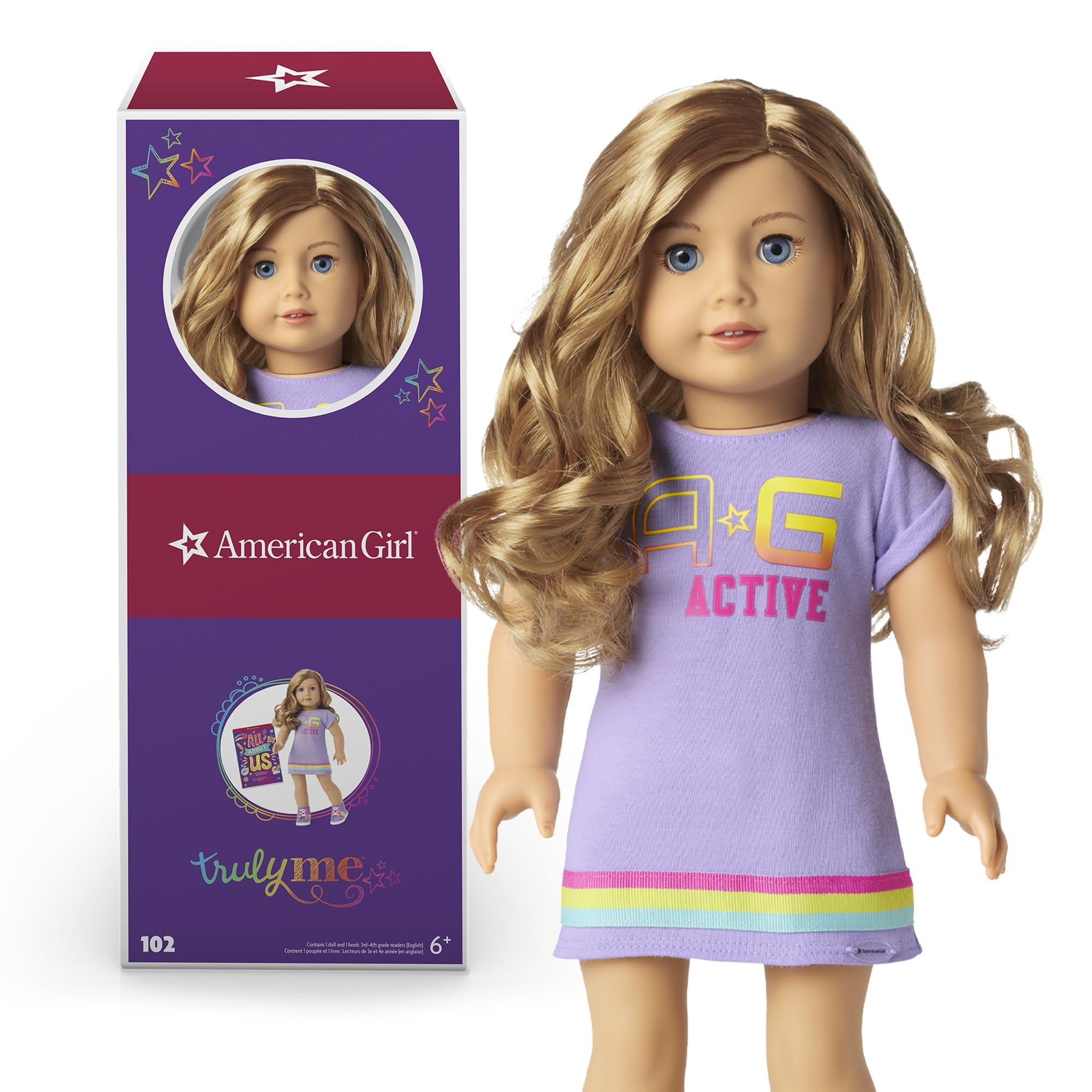 American Girl Truly Me 18-inch Doll #102 with Blue Eyes, Strawberry-Blonde Hair, Lt-to-Med Skin, T-shirt Dress, For Ages 6+ | Amazon (US)