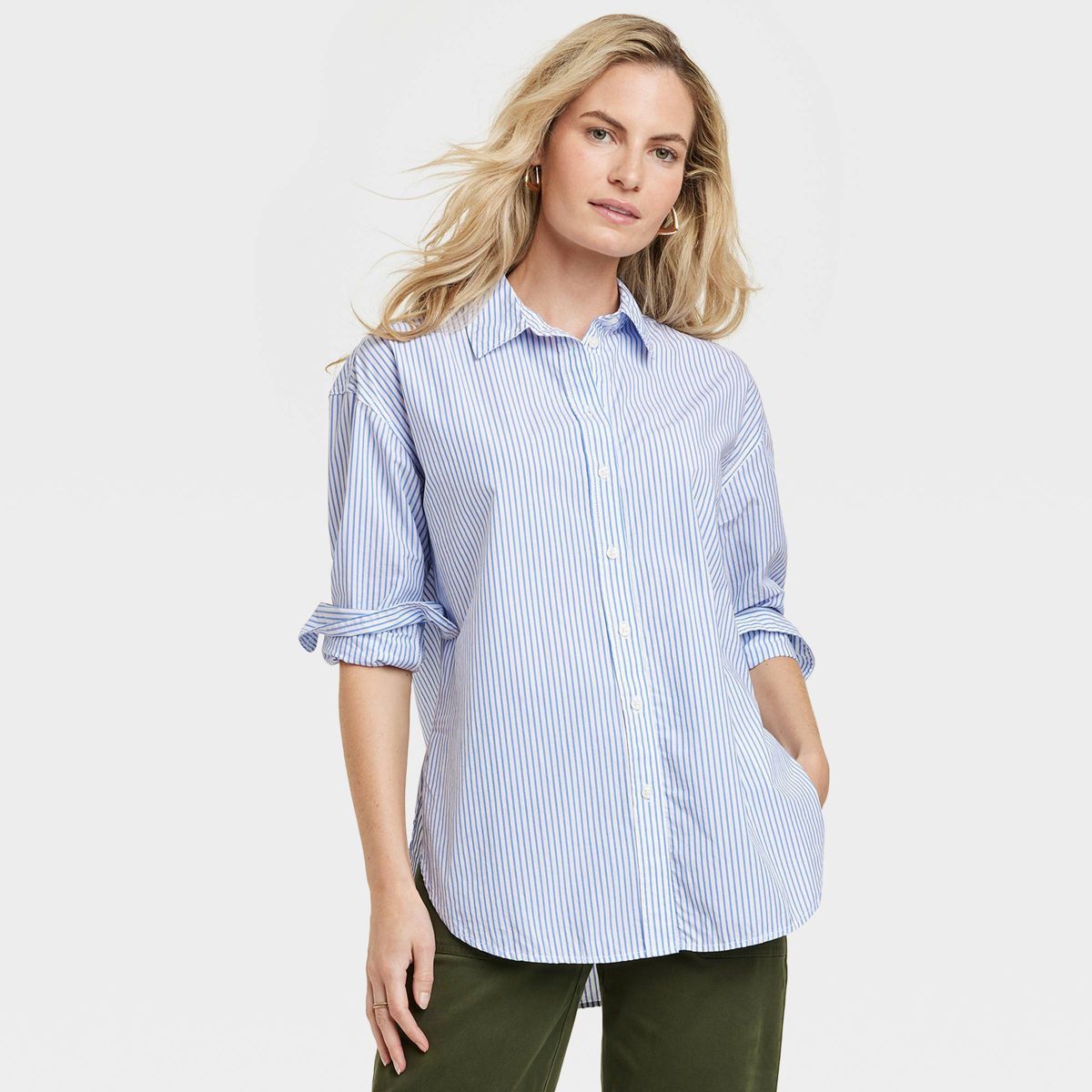 Women's Oversized Long Sleeve Collared Button-Down Shirt - Universal Thread™ | Target