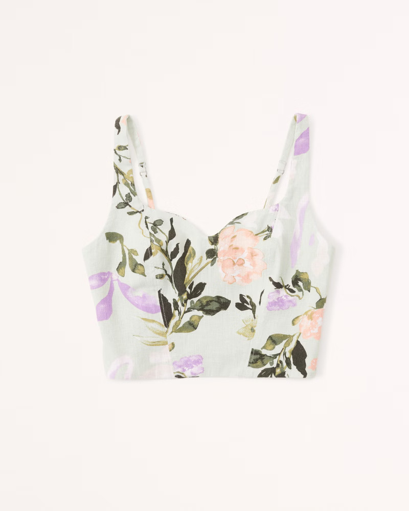 Linen-Blend Notch-Neck Set Top | Abercrombie & Fitch (US)