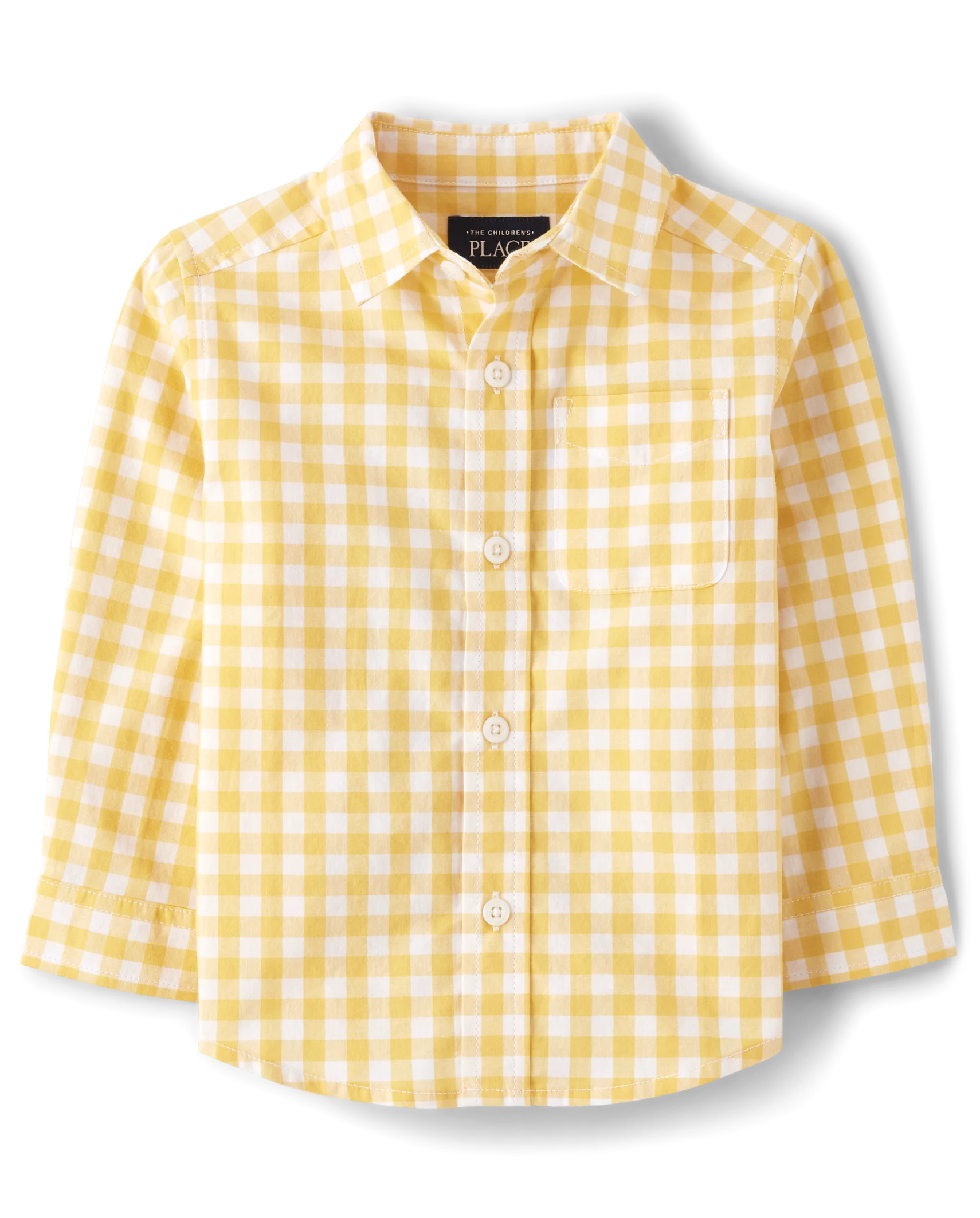 Baby And Toddler Boys Long Sleeve Gingham Poplin Button Up Shirt | The Children's Place  - SUNSET... | The Children's Place