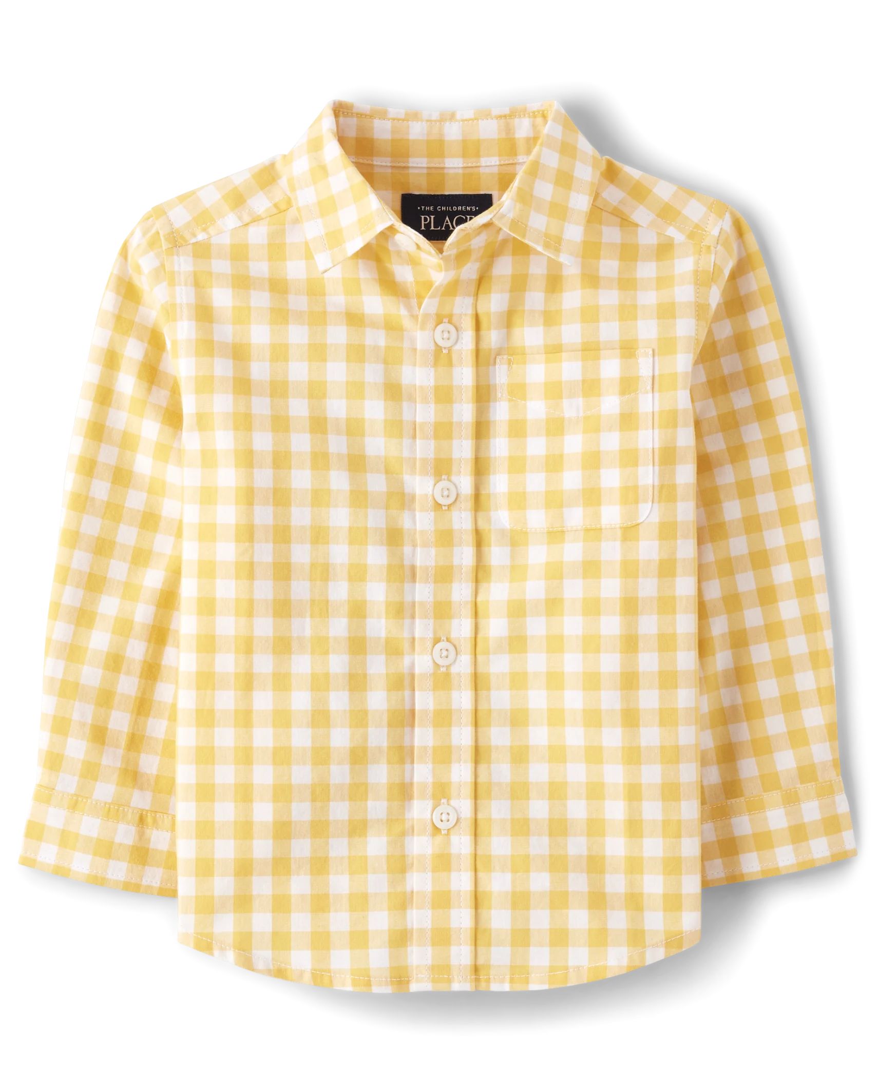 Baby And Toddler Boys Gingham Poplin Button Up Shirt - sunset gold | The Children's Place