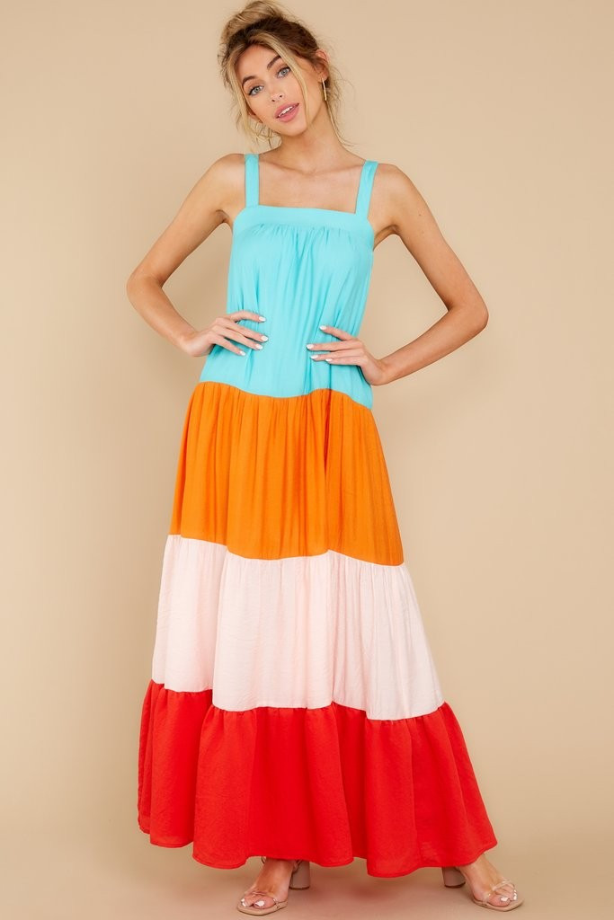 Looking Bright Orange Multi Maxi Dress | Red Dress 