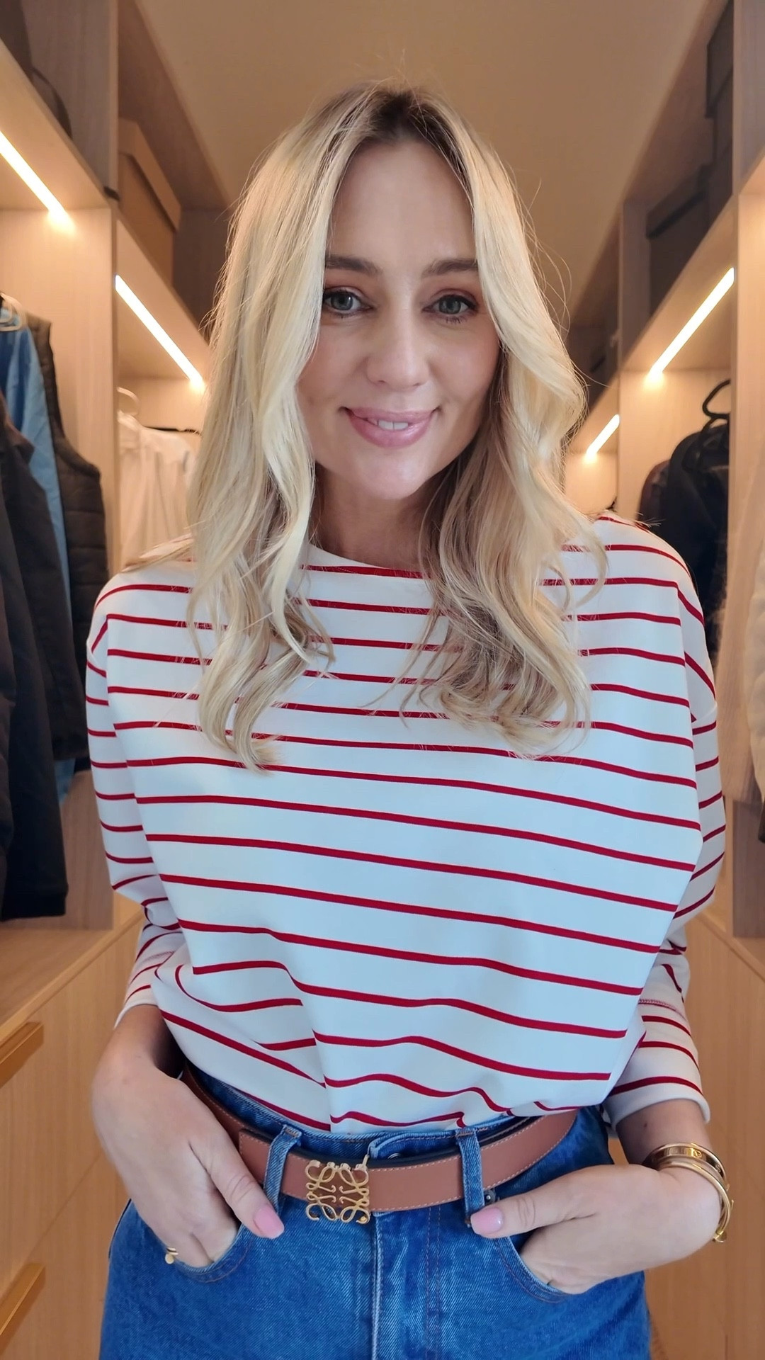 Budget find! $15 striped top from @kmart ! Sportscraft trench details linked! Wearing a size 6 (go down a size!). 

#LTKwinter #LTKautumn #LTKstyletip