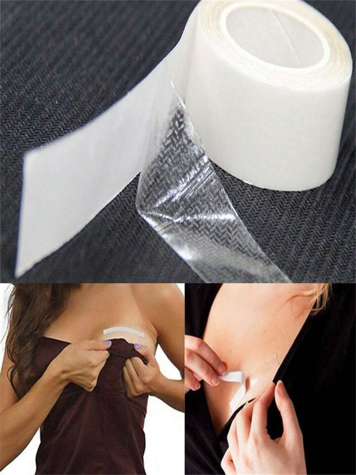 1 Roll Waterproof Dress Cloth Tape Double-Sided Secret Body Adhesive Breast Bra Strip Safe Transparent Clear Lingerie Tape | SHEIN
