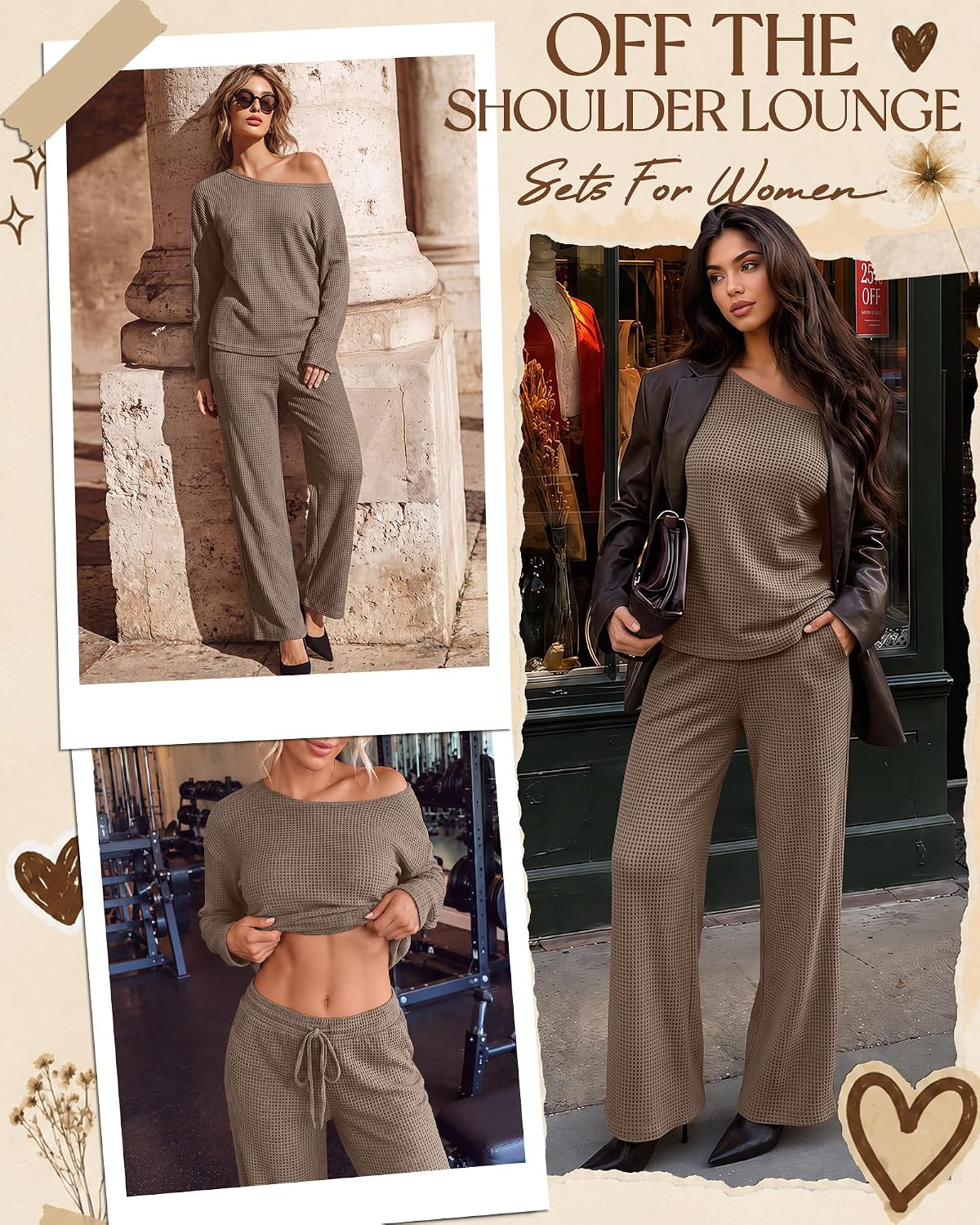 Womens 2 Piece off Shoulder Lounge Sets | Amazon (US)