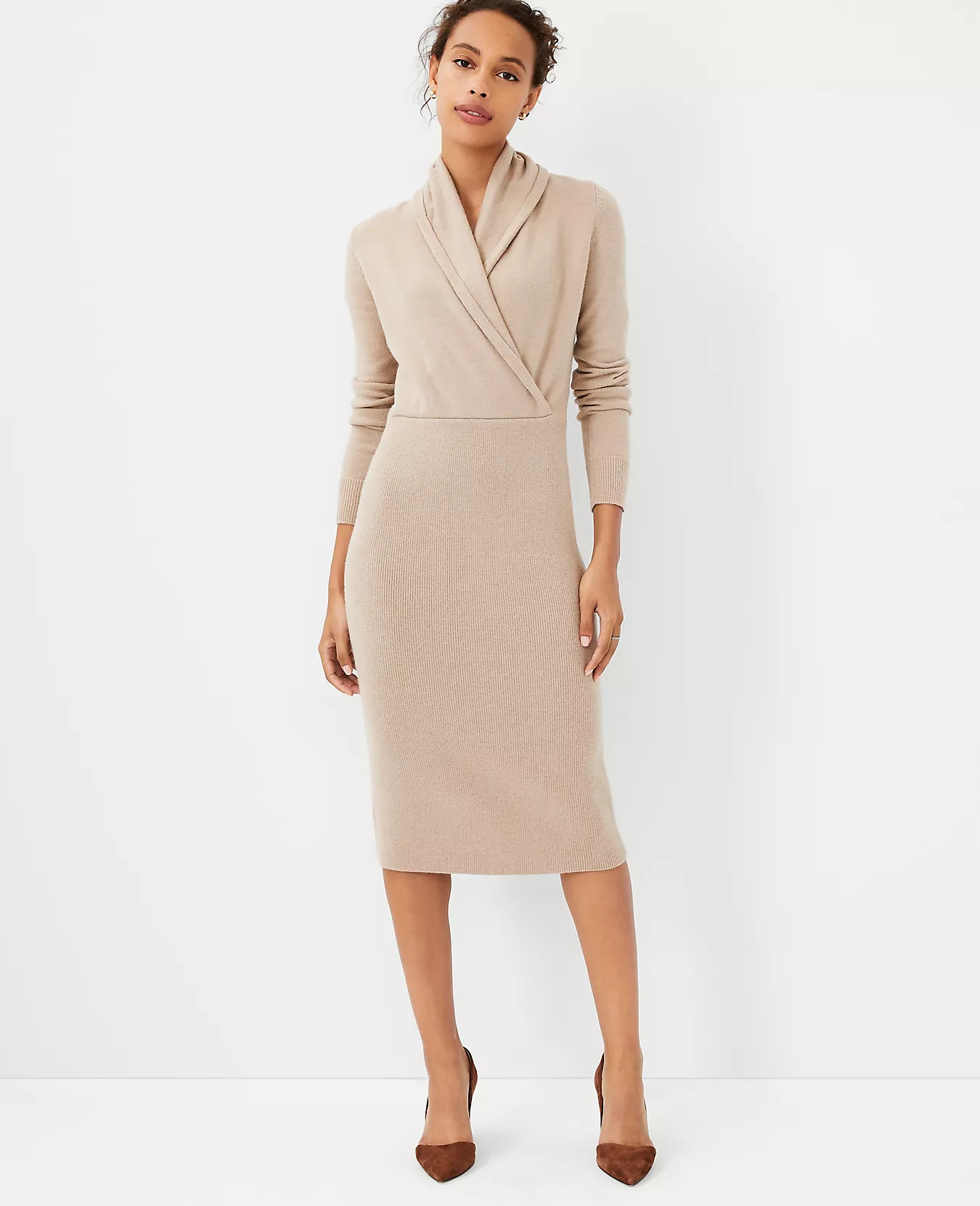 Shawl Collar Wrap Sweater Dress | Ann Taylor (US)