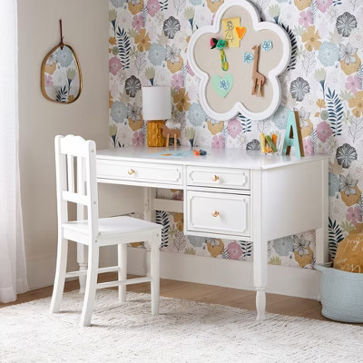 Guidecraft Avery Kids' Desk and Chair Set - White: Girls Wooden Study Desk with Storage Drawers, Computer Workstation for Children | Target