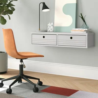 Hayward Solid Wood Floating Desk Foundstone™ Color: White | Wayfair North America