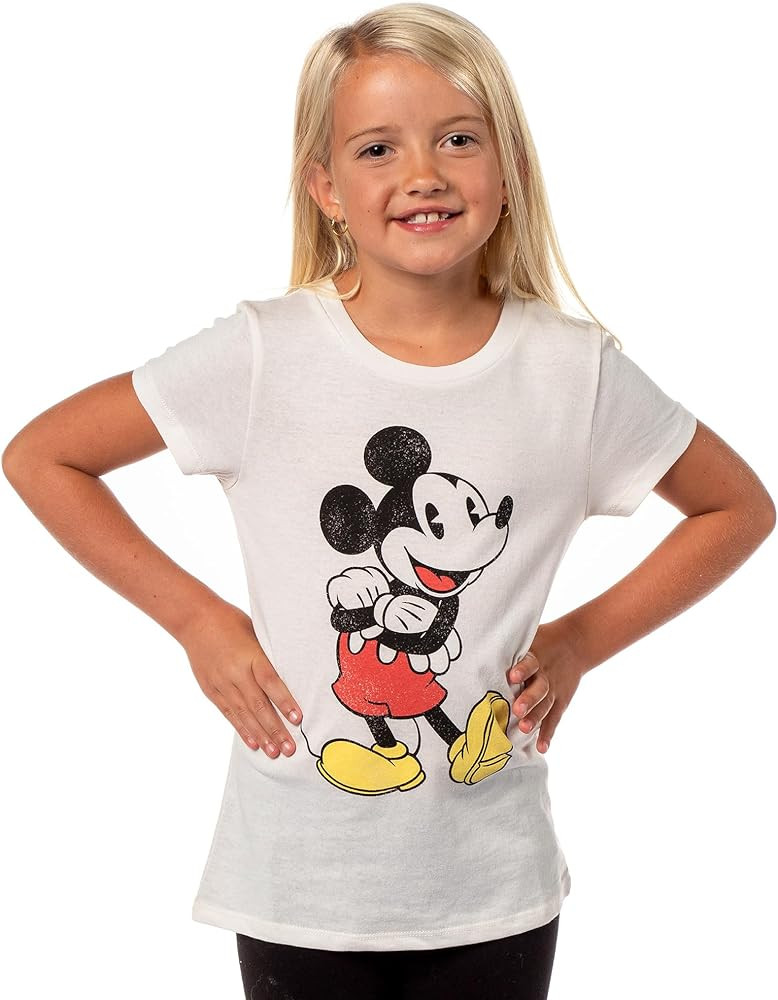Mickey Mouse Shirt Girls Cute Mickey Pose Kids Graphic Print Short Sleeve T-Shirt | Amazon (US)