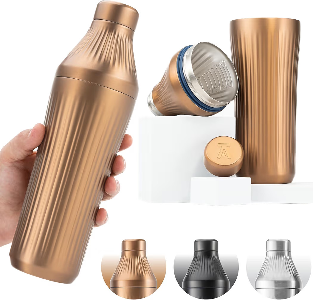 Elevated Craft Diamond Edition Hybrid Cocktail Shaker Set - Premium Vacuum Insulated Brushed Copp... | Amazon (US)