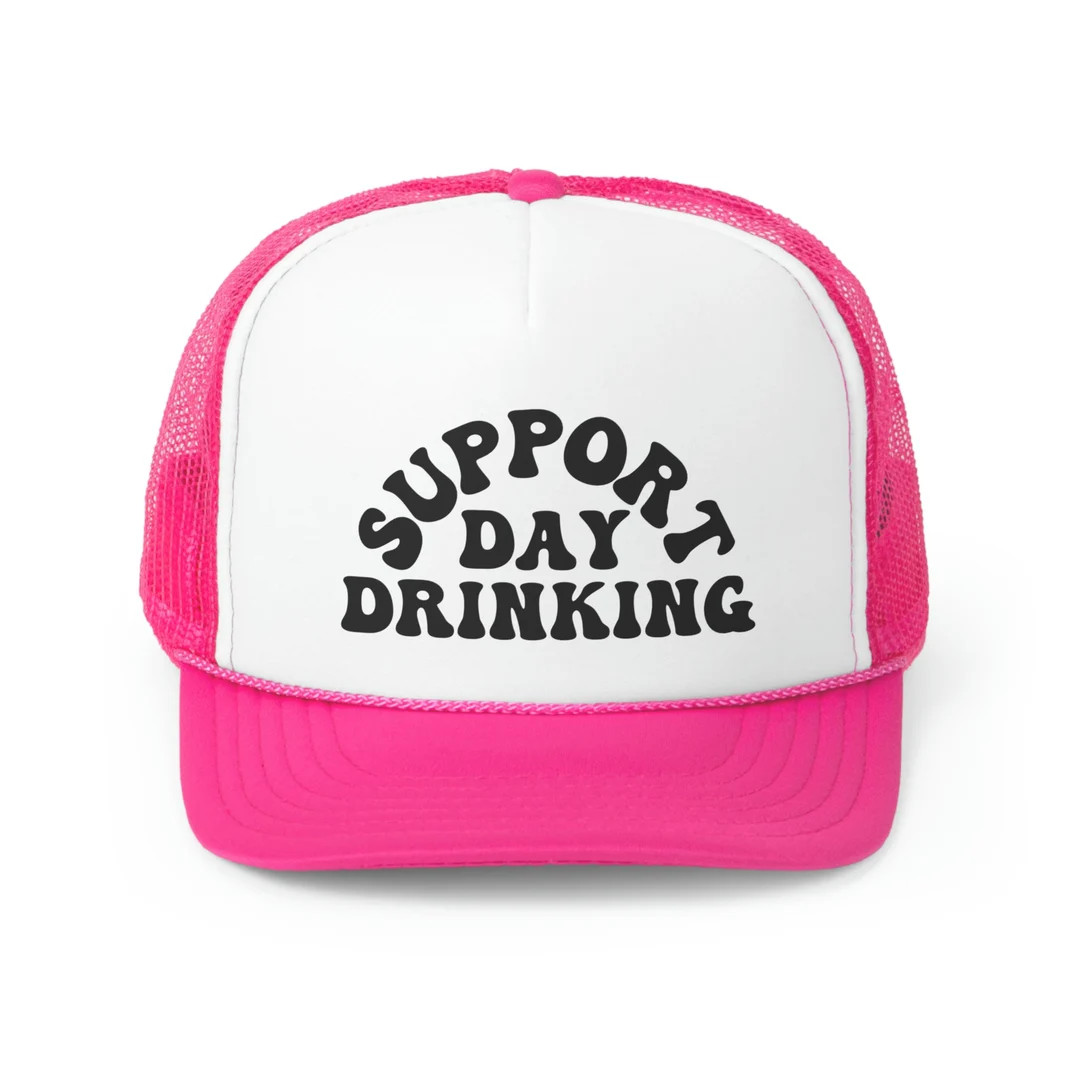 Funny Y2K Fashion Support Day Drinking Trucker Hat Cool Beach Cap - Fun Hat - Y2K Outfit - Teenag... | Etsy (US)