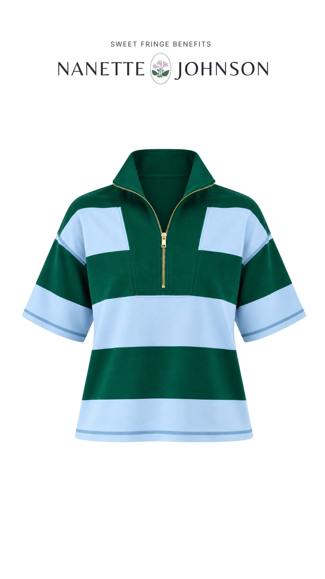 This week’s best-selling top has me rethinking the classic rugby stripe a little. The deep green and pale blue make it feel fresh, and that zip-neck detail gives it a little something extra.

#LTKOver40 #LTKWorkwear #LTKTravel