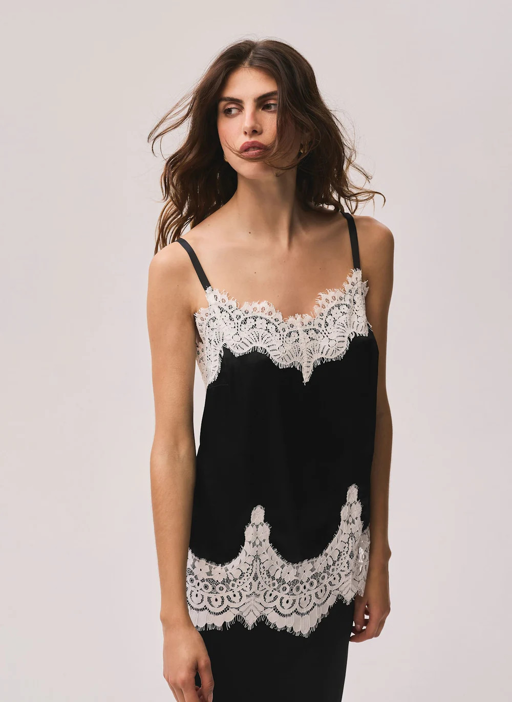 Black Satin Lace Camisole Top | Mint Velvet