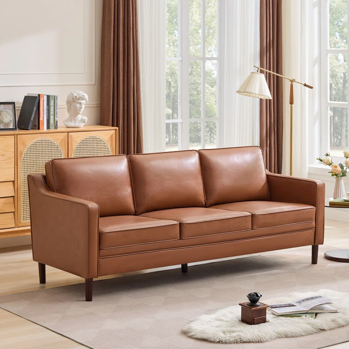 Ebern Designs Azriah 80.31'' Faux Leather Square Arm Sofa & Reviews | Wayfair | Wayfair North America