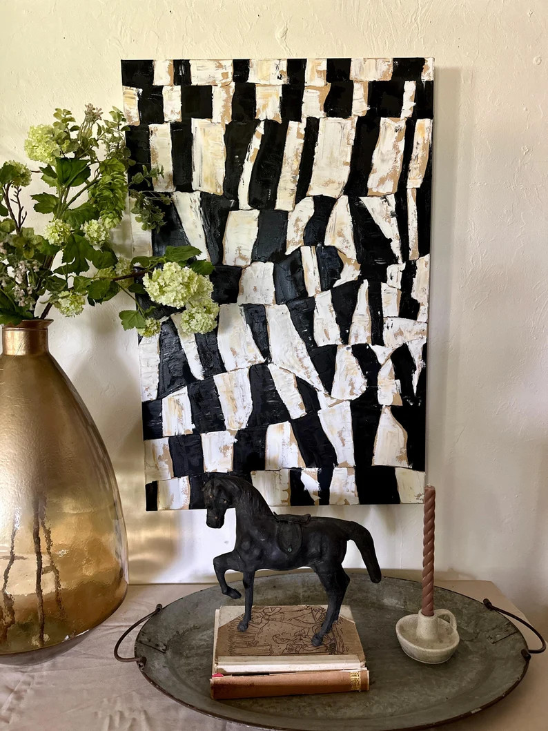 Abstract Wall Art~ Modern Take on a Classic Checkerboard Pattern~Painting on Canvas, Home Decor, ... | Etsy (US)