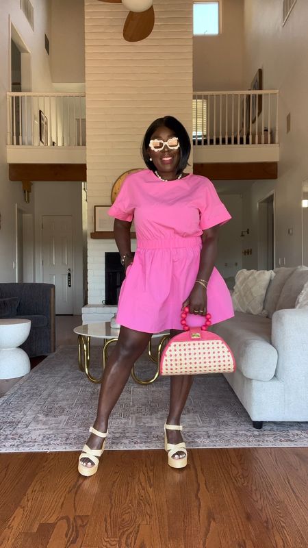 Such a great every day Summer mini dress from Amazon! Styled it with platform sandal heels, woven pink tote bag, pearl necklace, pearl earrings and Target sunglasses!!

#LTKVideo #LTKshoecrush #LTKstyletip