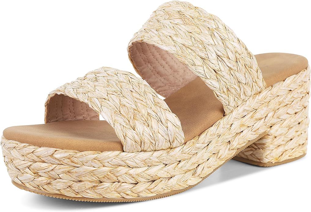Women's Espadrilles Platform Sandals Wedges Slides Sandals Open Toe Fashion Summer Outdoor Beach ... | Amazon (US)