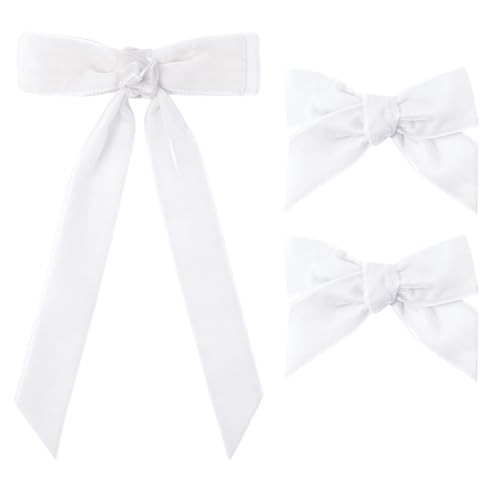 3PCS Velvet Hair Bow White Hair Ribbon Clips for women Girls Fall Alligator Hair Clips Hair Accessories Toddlers Kids Teens | Amazon (US)