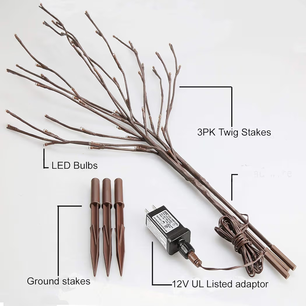 EAMBRITE 3PK Brown Lighted Twig Branches Pathway Light with 30" 60 LED Warm White Bulbs for Outdo... | Amazon (US)