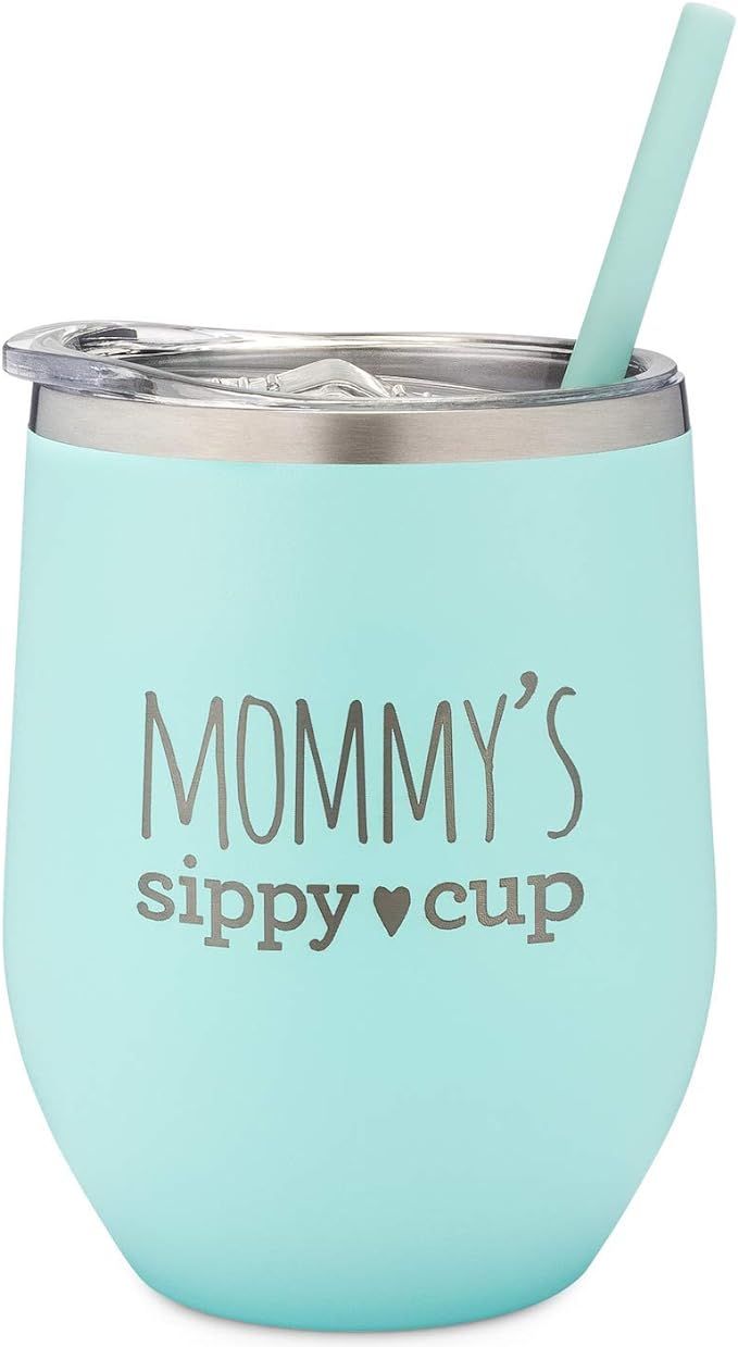 SassyCups Mommy's Sippy Cup Wine Tumbler | Engraved Stainless Steel Stemless Wine Glass Tumbler w... | Amazon (US)