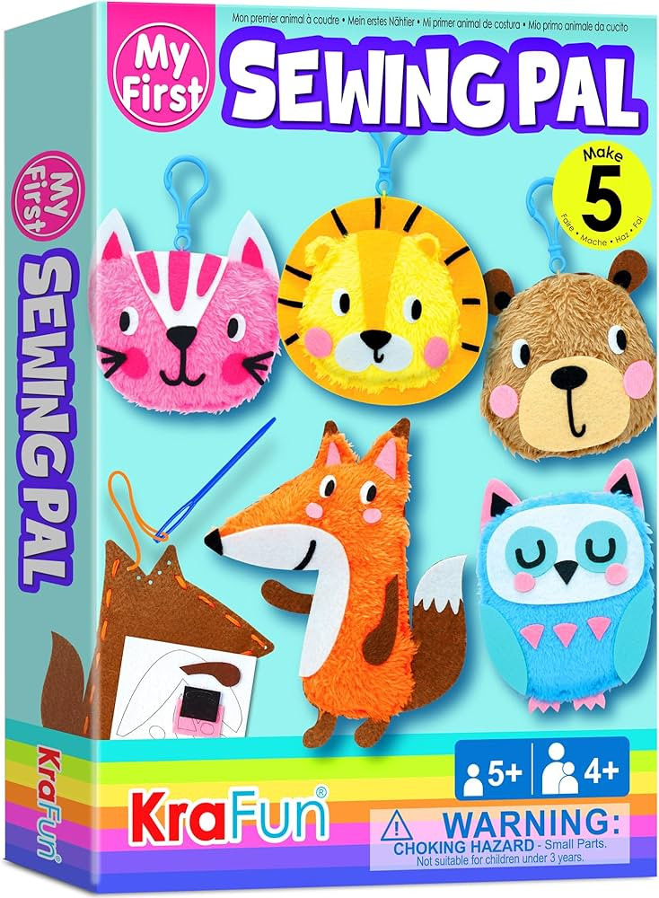 KRAFUN My First Sewing Animal for Kids, Beginner Art & Craft, 5 Easy Activities Stuffed Animal Do... | Amazon (US)