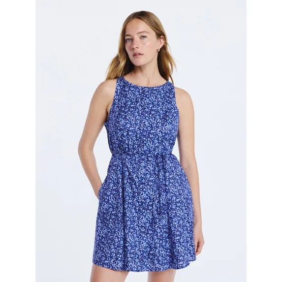 Free Assembly Women's and Women's Plus Cotton Boatneck Mini Dress, Sizes XS-4X | Walmart (US)