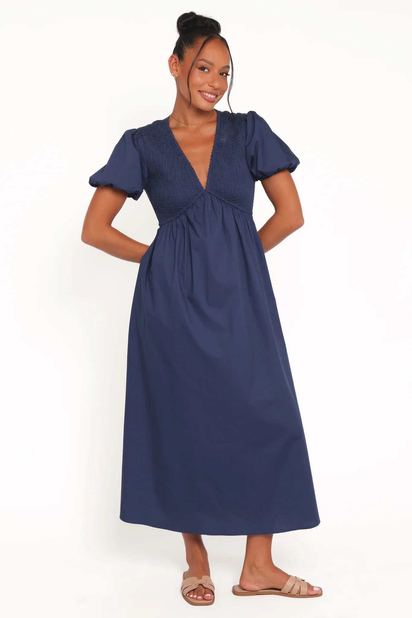 Ilyana Short Sleeve Maxi Dress - Navy | Petal & Pup (US)