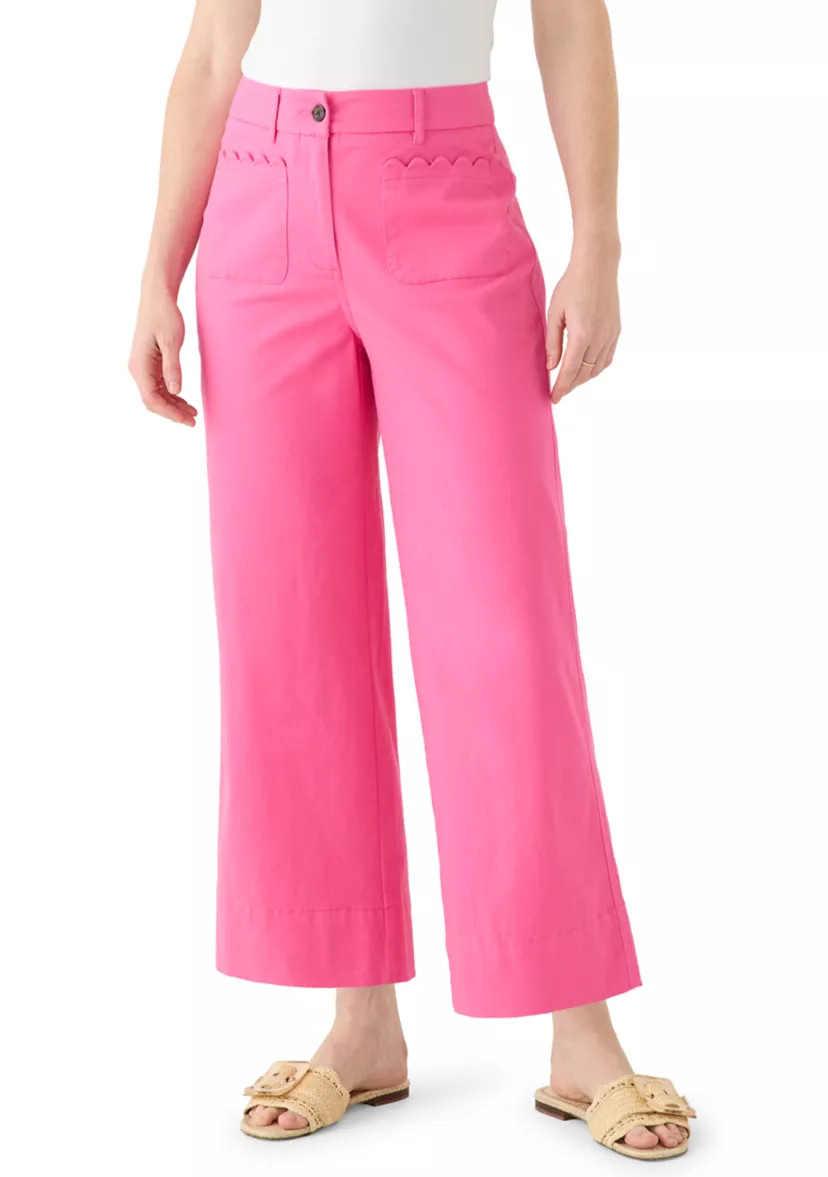 Petite Scallop Twill Pants | Belk