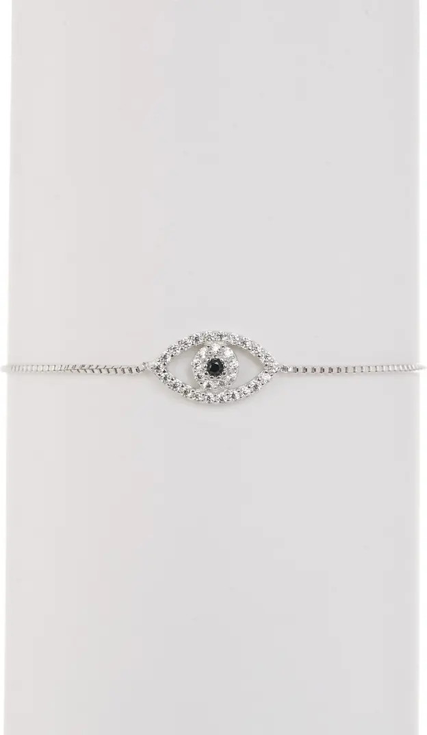 Adornia White Rhodium Plated Pave Swarovski Crystal Evil Eye Lariat Bracelet | Nordstromrack | Nordstrom Rack