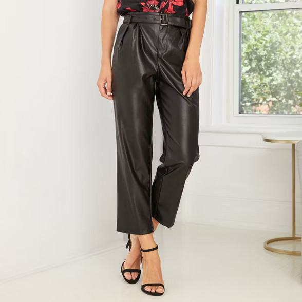 Women's High-Rise Belted Pleat Front Pants - Who What Wear ™ | Target