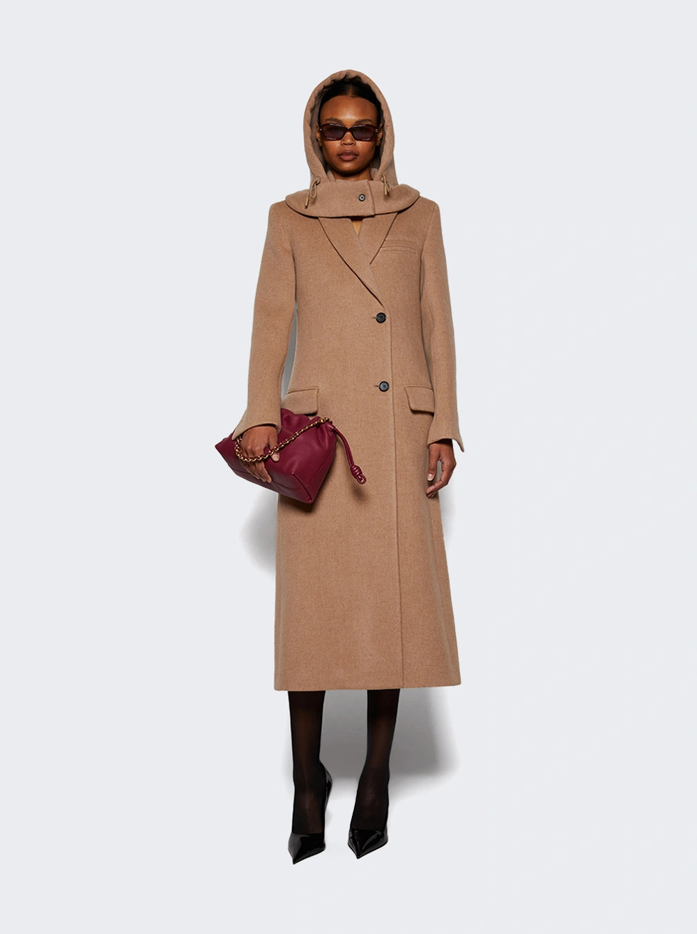 Reed Hooded Brushed Melange Wool Coat | The Webster