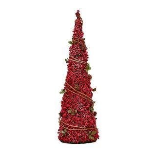 18 in. Berries Pine Leaves Topiary Christmas Tabletop Cone Tree | The Home Depot