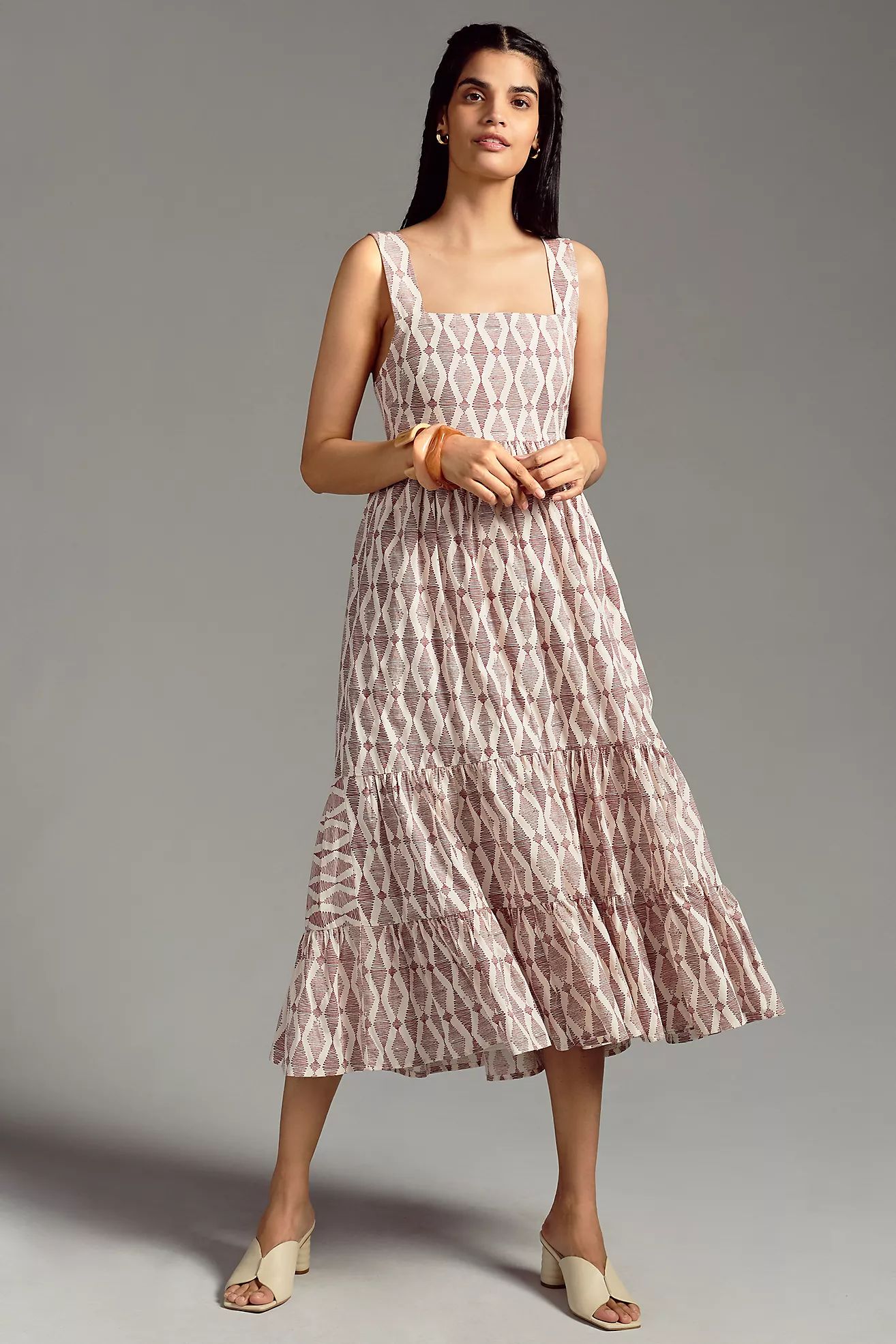 By Anthropologie Square-Neck Tiered Dress | Anthropologie (US)