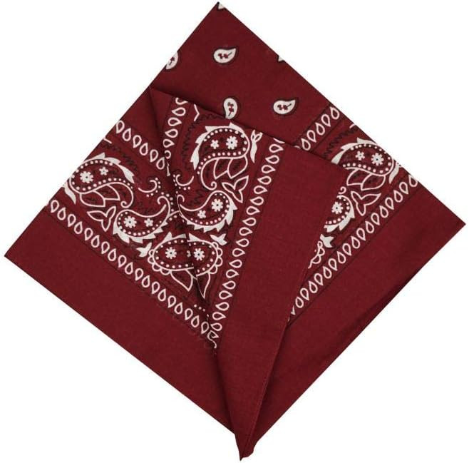 [UK SELLER] Men's/Women's Bandana Head Scarf Neck Scarves Paisley 100% COTTON (Burgundy Men's Ban... | Amazon (UK)