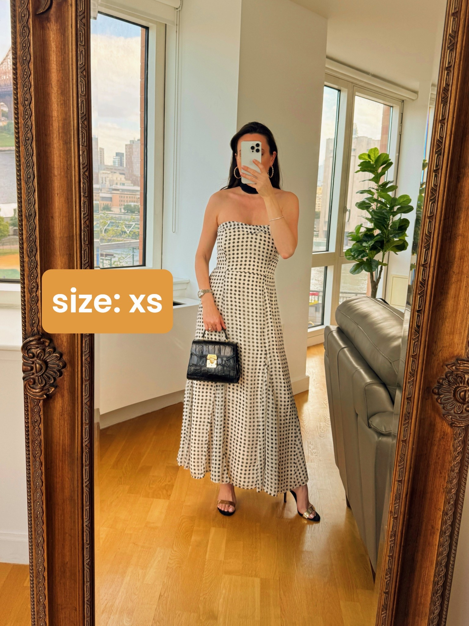 Abercrombie polka dot dress
Mark Cross bag