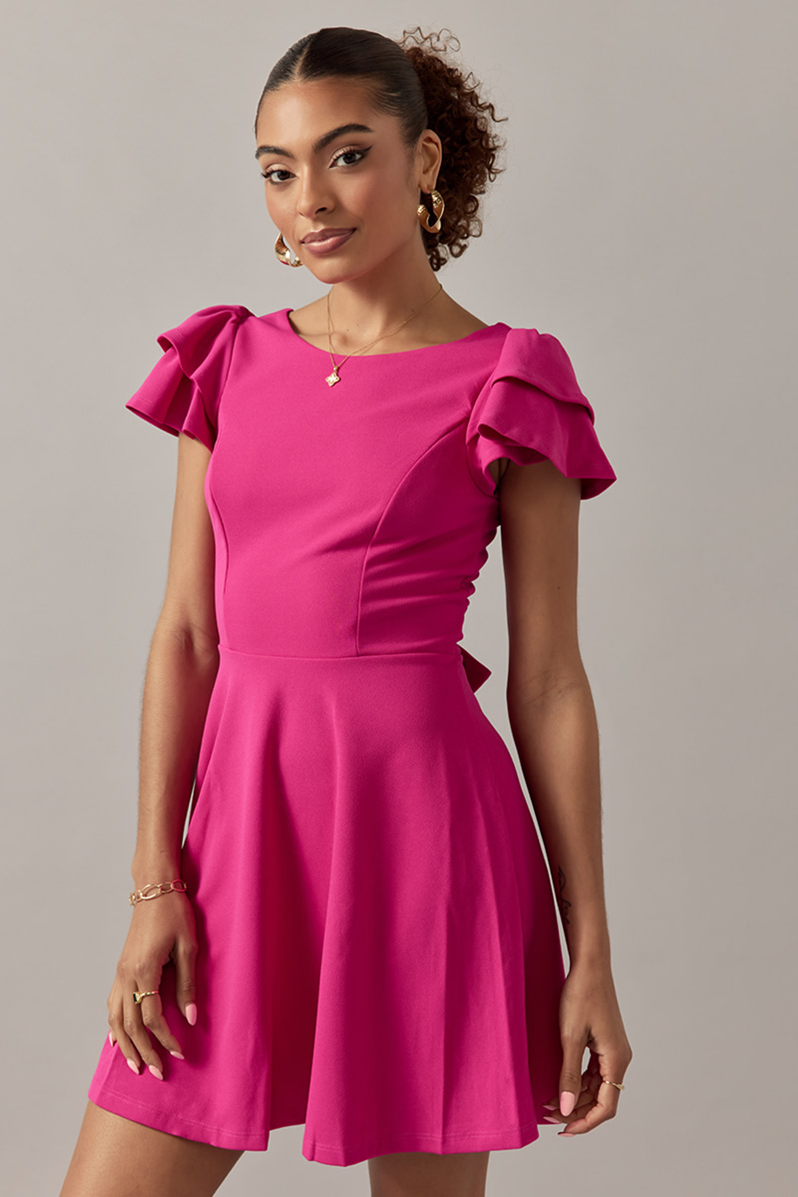 Debbie Bow Back Waisted Mini Dress | Francesca's