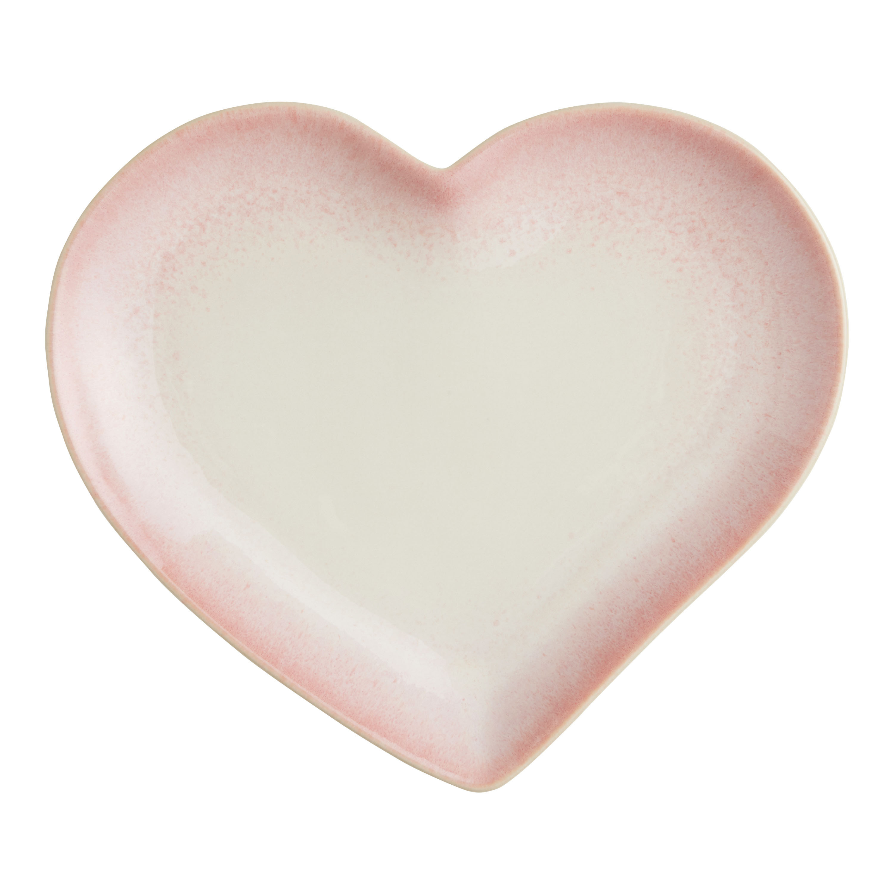 Pink And Ivory Reactive Glaze Heart Shaped Salad Plate | World Market