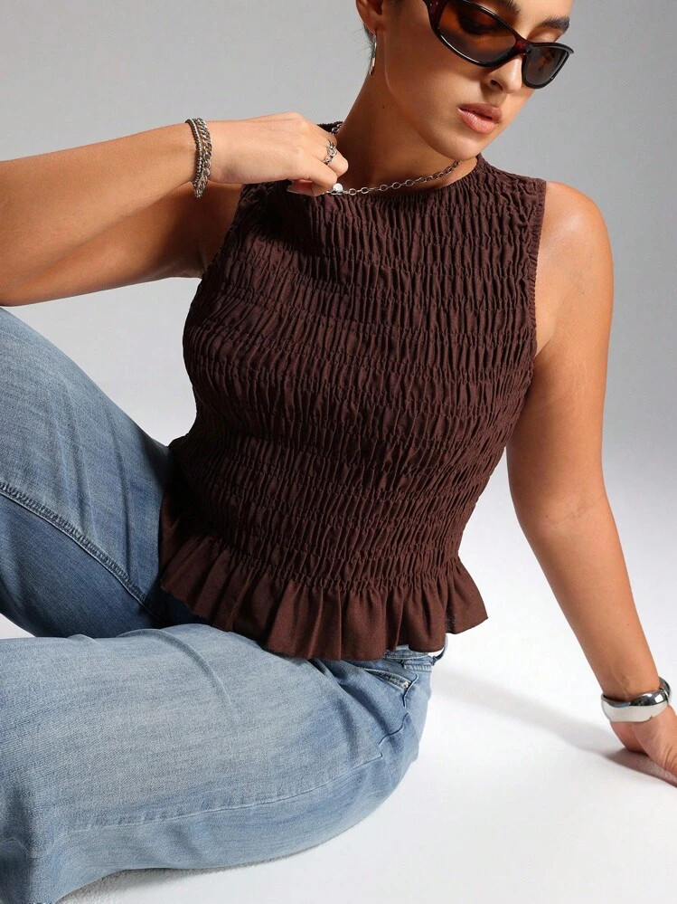 LYSMO Plus Size Women Summer Boho Elastic Ruched Camisole Top | SHEIN