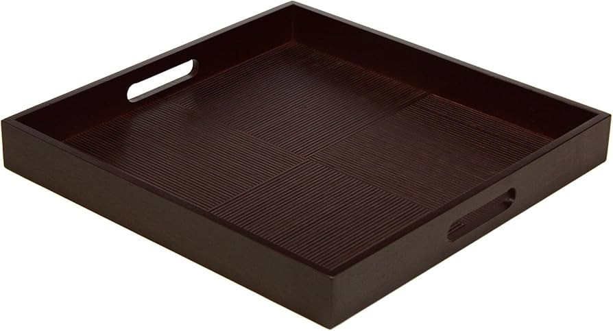 Simply Bamboo BDTS16 Espresso Brown Bamboo Wood Square Serving Tray | Decorative Platters for Ott... | Amazon (US)
