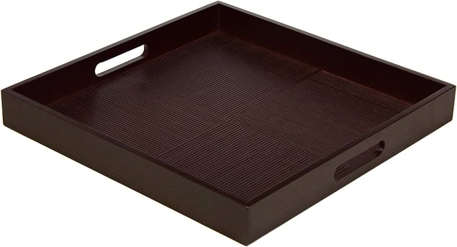Simply Bamboo BDTS16 Espresso Brown Bamboo Wood Square Serving Tray | Decorative Platters for Ott... | Amazon (US)