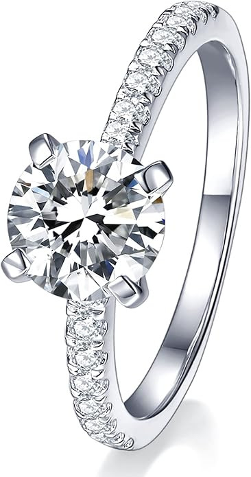 IMOLOVE Solitaire Moissanite Engagement Ring, 1CT D Color VVS1 Clarity, 925 Sterling Silver with ... | Amazon (US)