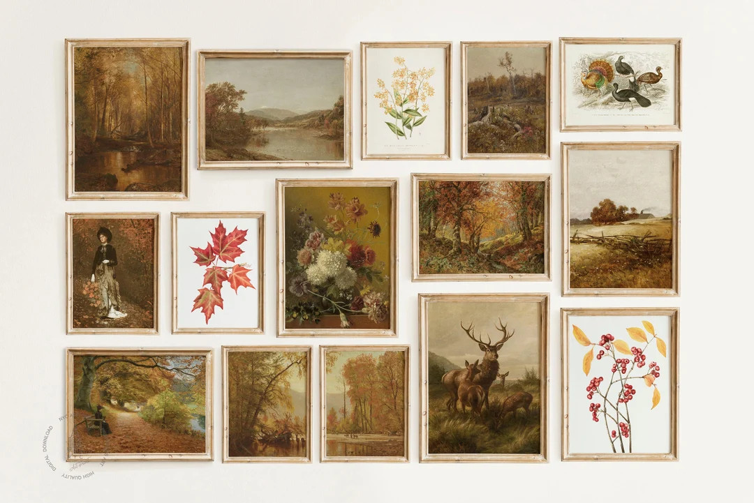 Autumn Wall Art Autumn Gallery Wall Set of 15 Vintage Autumn - Etsy | Etsy (US)