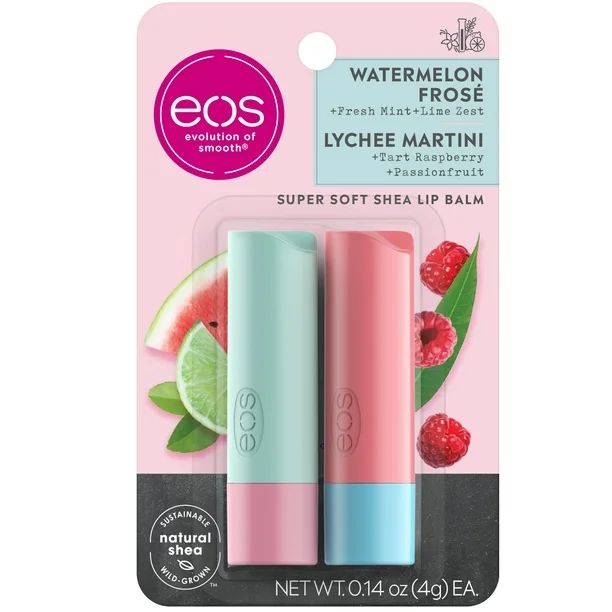 eos Super Soft Shea Lip Balm - Watermelon Frose & Lychee Martini | 2-Pack - Walmart.com | Walmart (US)