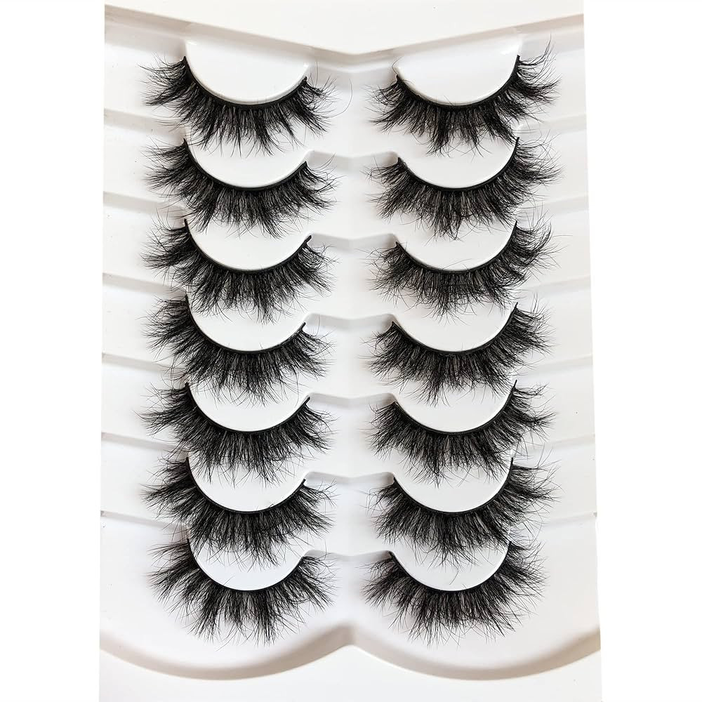 Pooplunch False Eyelashes Sexy Volume 8D Faux Mink Lashes 15MM Wispy Short Natural Fake Eye Lash ... | Amazon (US)