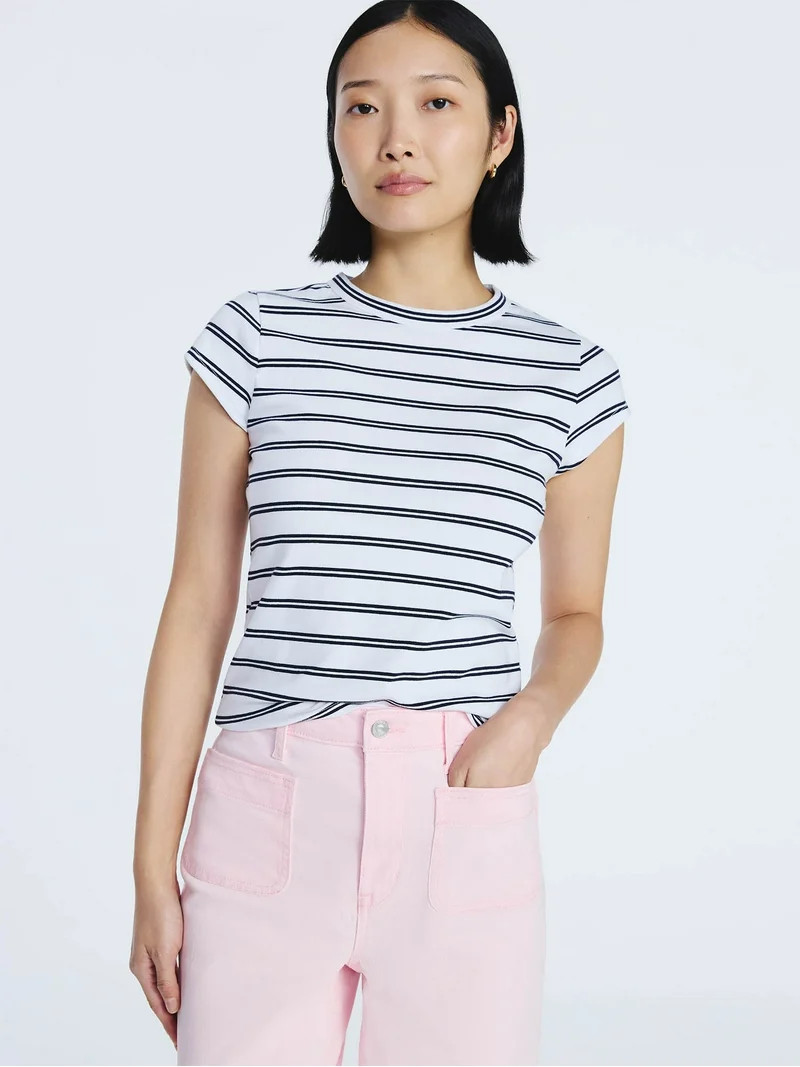 Free Assembly Women's and Women's Plus Cap Sleeve Tee, Sizes XS-4X | Walmart (US)