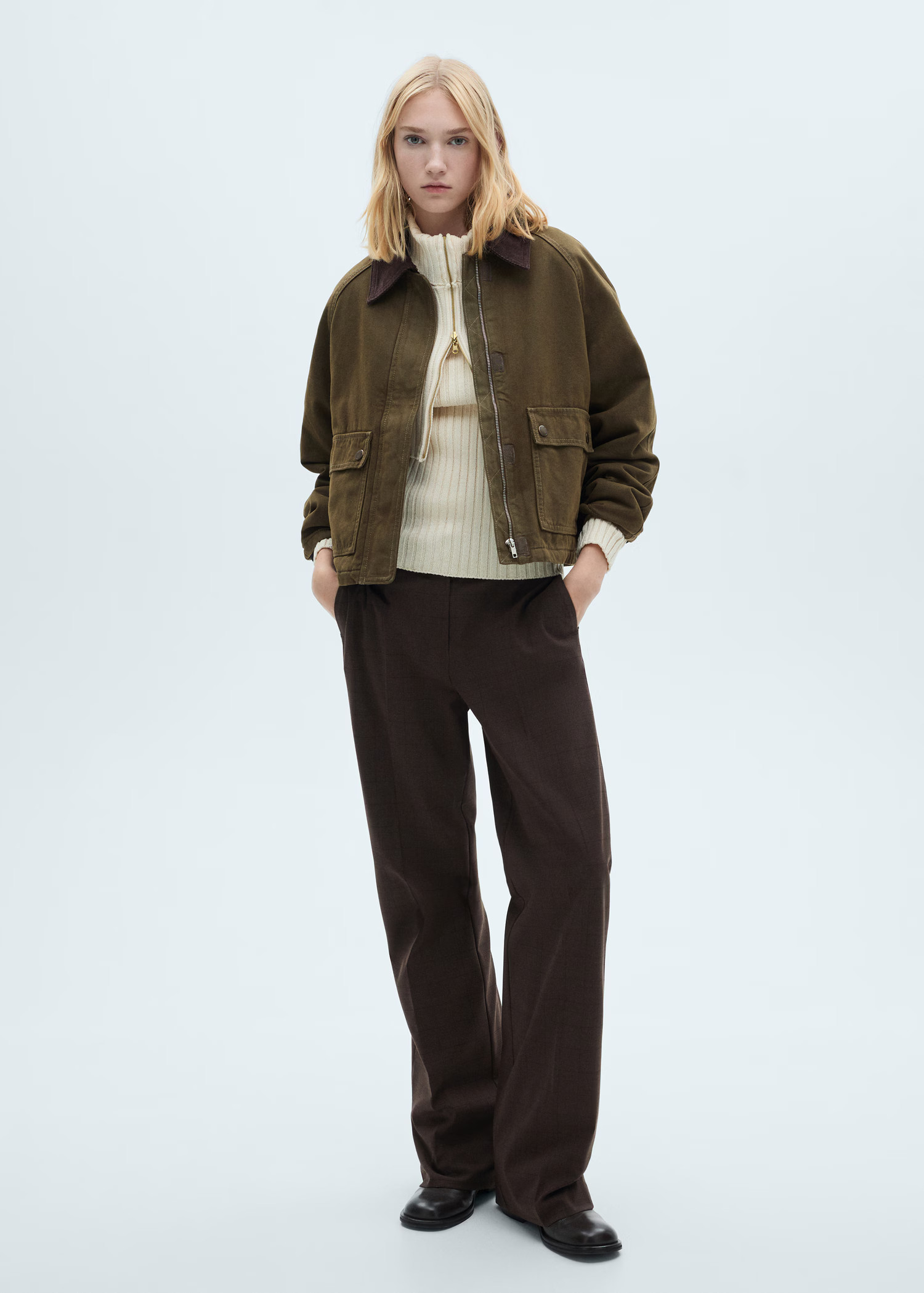 Denim parka with contrasting collar - Women | MANGO USA | Mango (US/MX/AU)