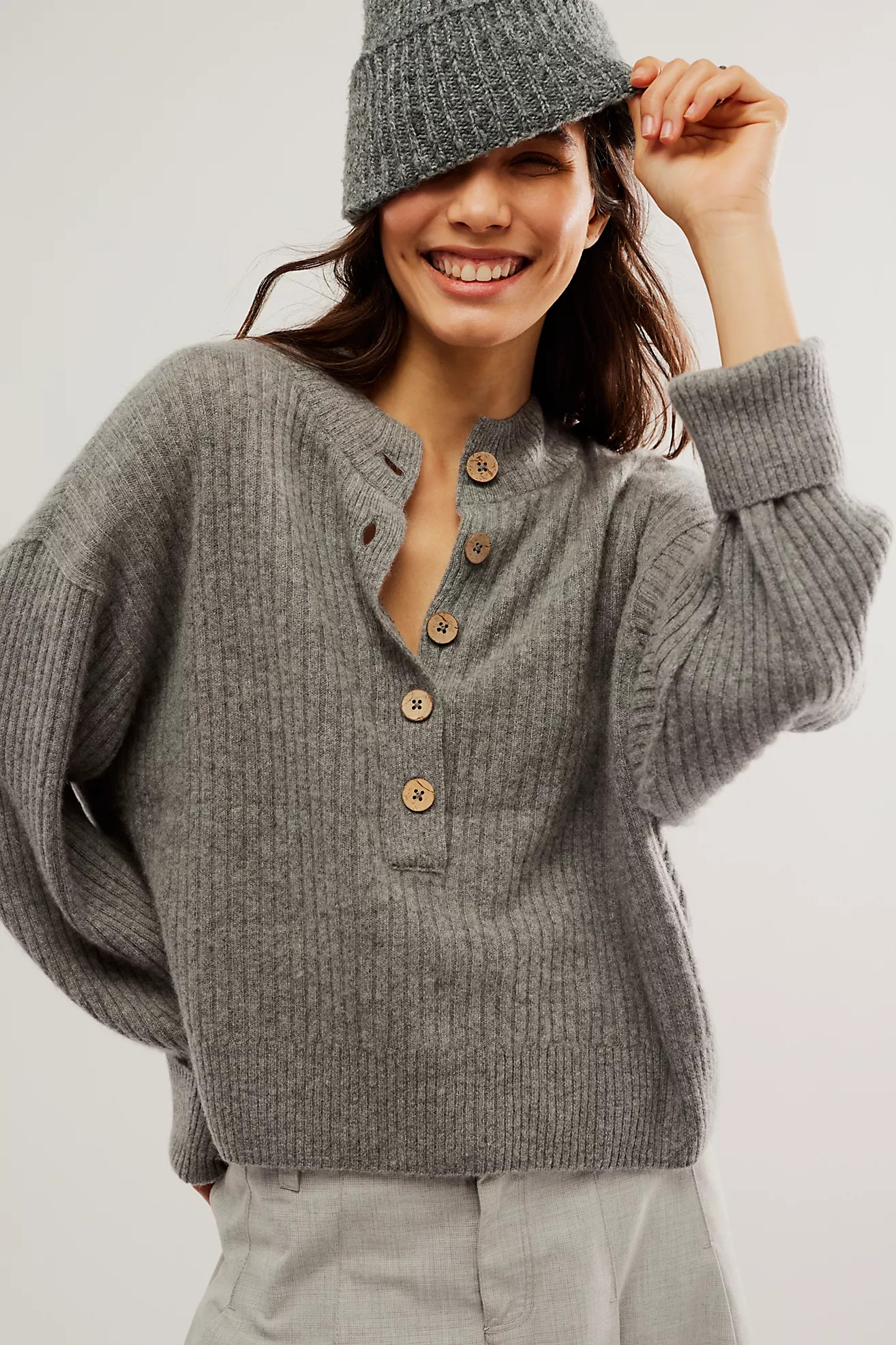 Latte Cashmere Henley | Free People (Global - UK&FR Excluded)