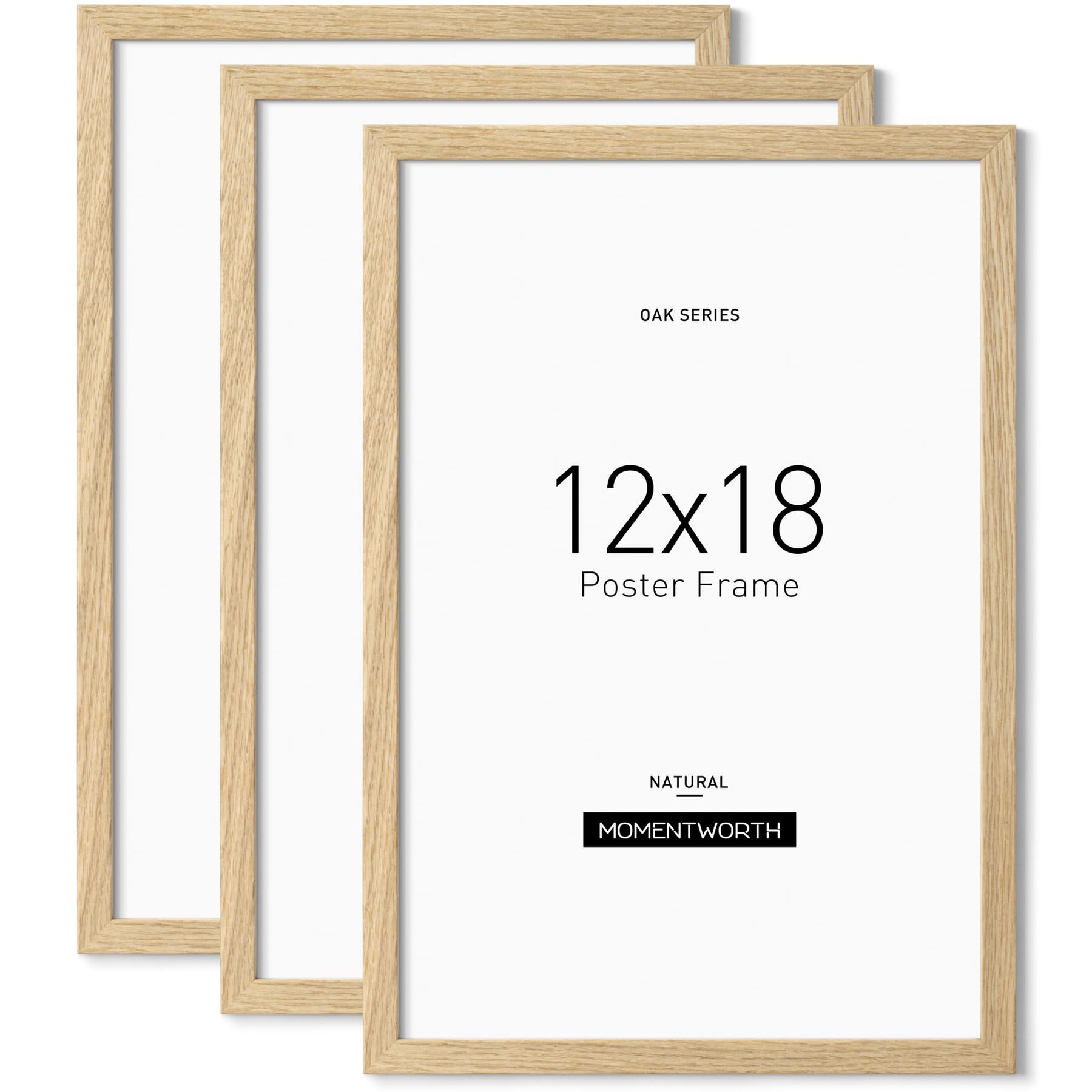 12x18 Frame Set of 3, Solid Oak Wood 12x18 Poster Frame for Wall Mount - Wall Decor for Home, Off... | Amazon (US)